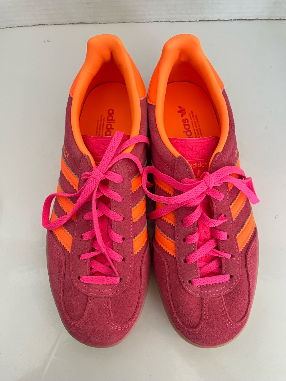 Adidas Gazelle Indoor Lucid Pink Orange Gum Sneakers Size 6 NWOT - Picture 6 of 10